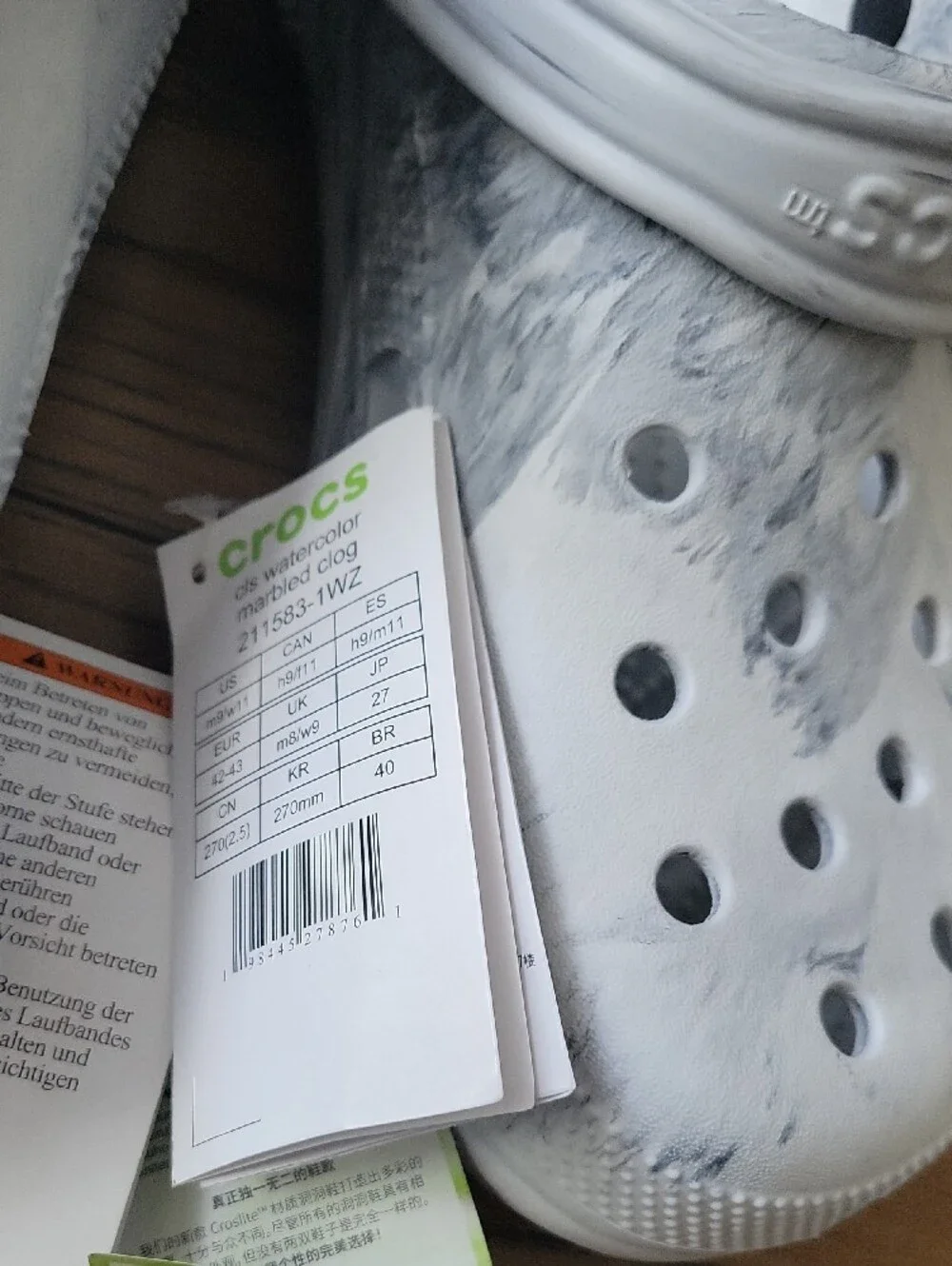 Crocs Adults' Classic Watercolor Marble Clog M9/W11
